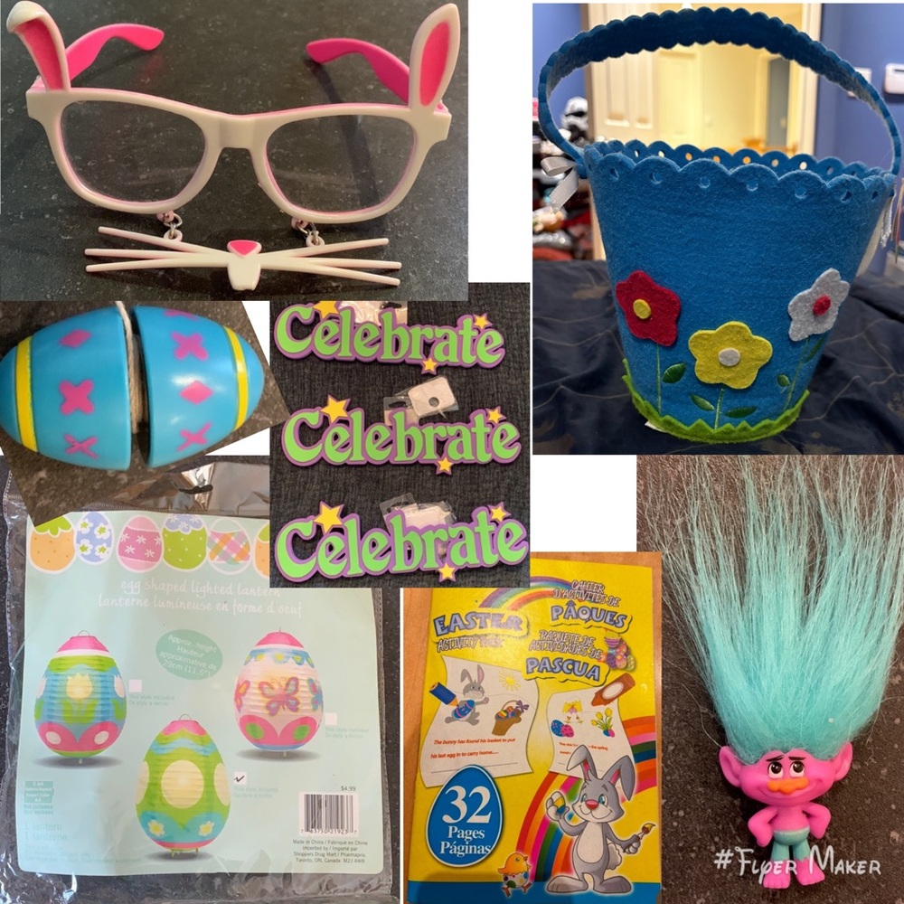 🔥Pink/Blue/White/Green Egg Lantern+Easter Glasses&Basket+Yo-yo+Troll+signs+Book